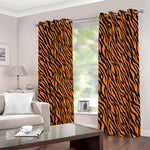 Orange And Black Tiger Stripe Print Blackout Grommet Curtains