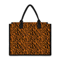 Orange And Black Tiger Stripe Print Canvas Tote Bag