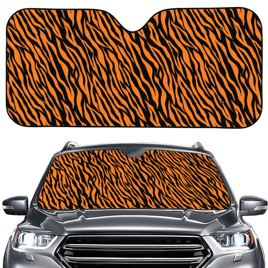 Orange And Black Tiger Stripe Print Car Windshield Sun Shade