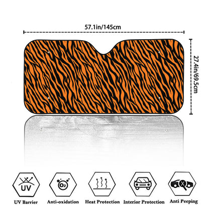 Orange And Black Tiger Stripe Print Car Windshield Sun Shade