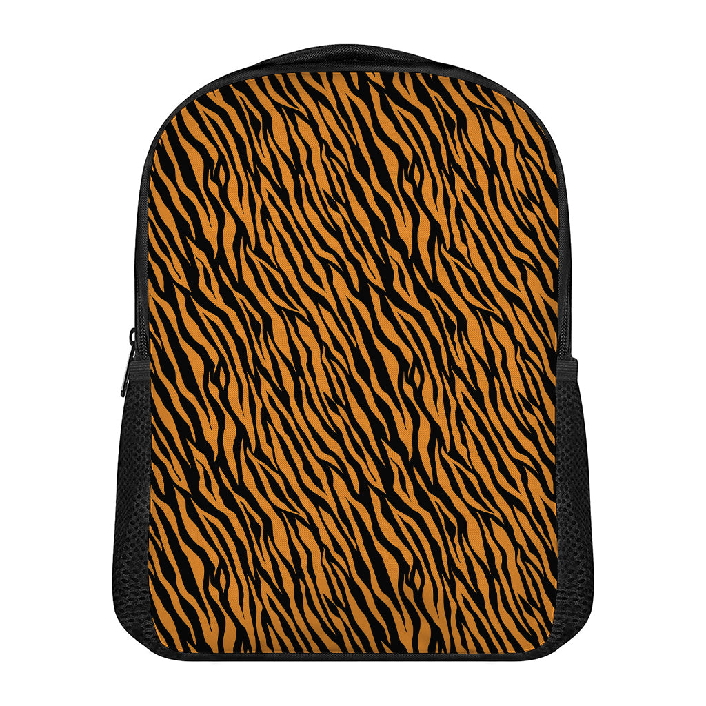 Orange And Black Tiger Stripe Print Casual Backpack