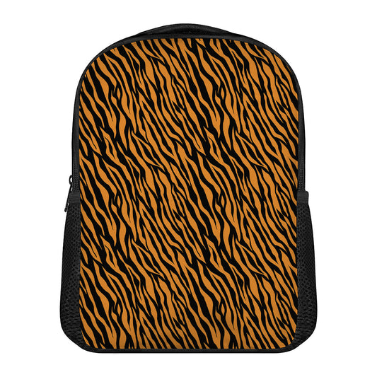 Orange And Black Tiger Stripe Print Casual Backpack
