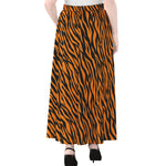 Orange And Black Tiger Stripe Print Chiffon Maxi Skirt