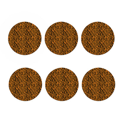 Orange And Black Tiger Stripe Print Coaster Set