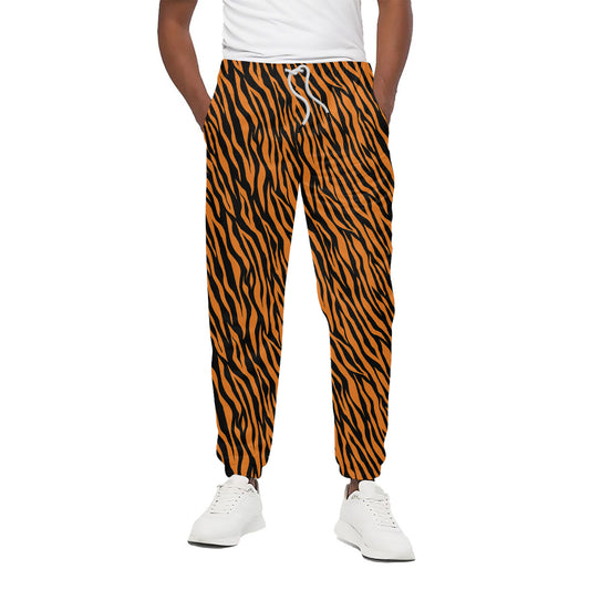 Orange And Black Tiger Stripe Print Cotton Pants