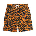 Orange And Black Tiger Stripe Print Cotton Shorts