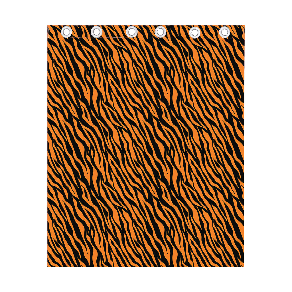 Orange And Black Tiger Stripe Print Curtain