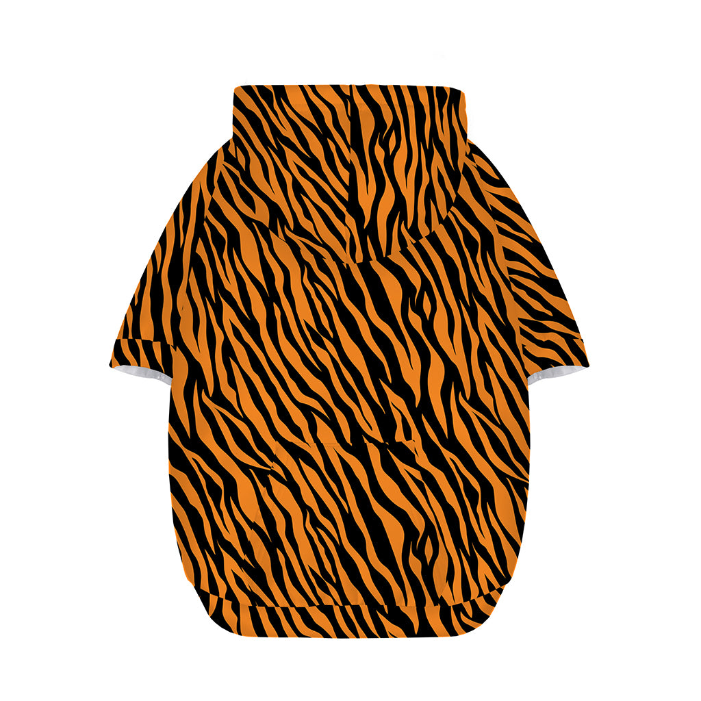 Orange And Black Tiger Stripe Print Dog Zip Up Hoodie