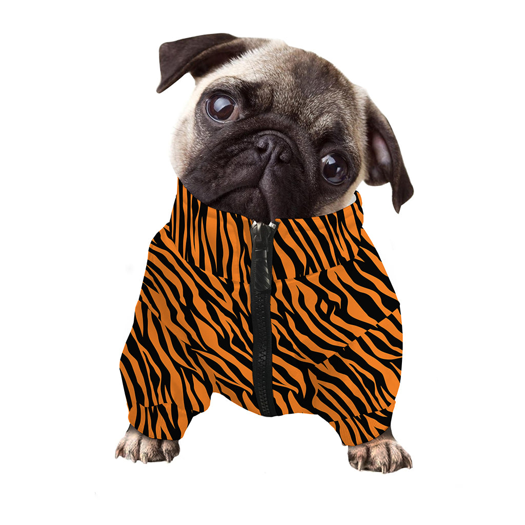 Orange And Black Tiger Stripe Print Dog Zip Up Jacket