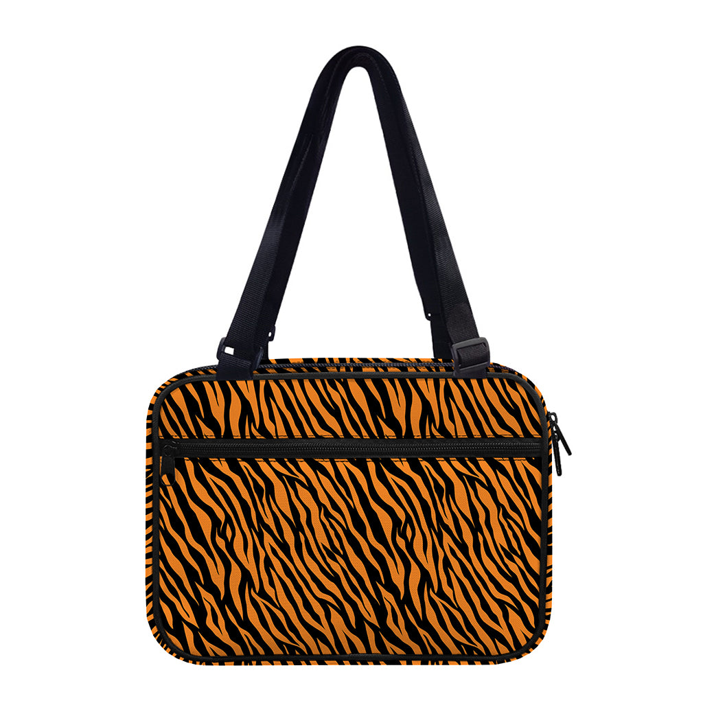 Orange And Black Tiger Stripe Print Double Strap Bible Bag