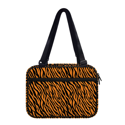 Orange And Black Tiger Stripe Print Double Strap Bible Bag