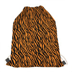 Orange And Black Tiger Stripe Print Drawstring Bag