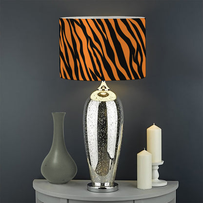 Orange And Black Tiger Stripe Print Drum Lamp Shade