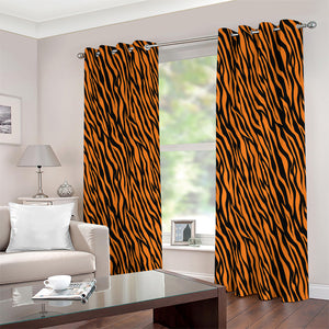 Orange And Black Tiger Stripe Print Extra Wide Grommet Curtains