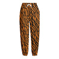 Orange And Black Tiger Stripe Print Fleece Lined Knit Pants