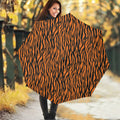 Orange And Black Tiger Stripe Print Foldable Umbrella
