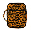Orange And Black Tiger Stripe Print Front Pocket Bible Bag
