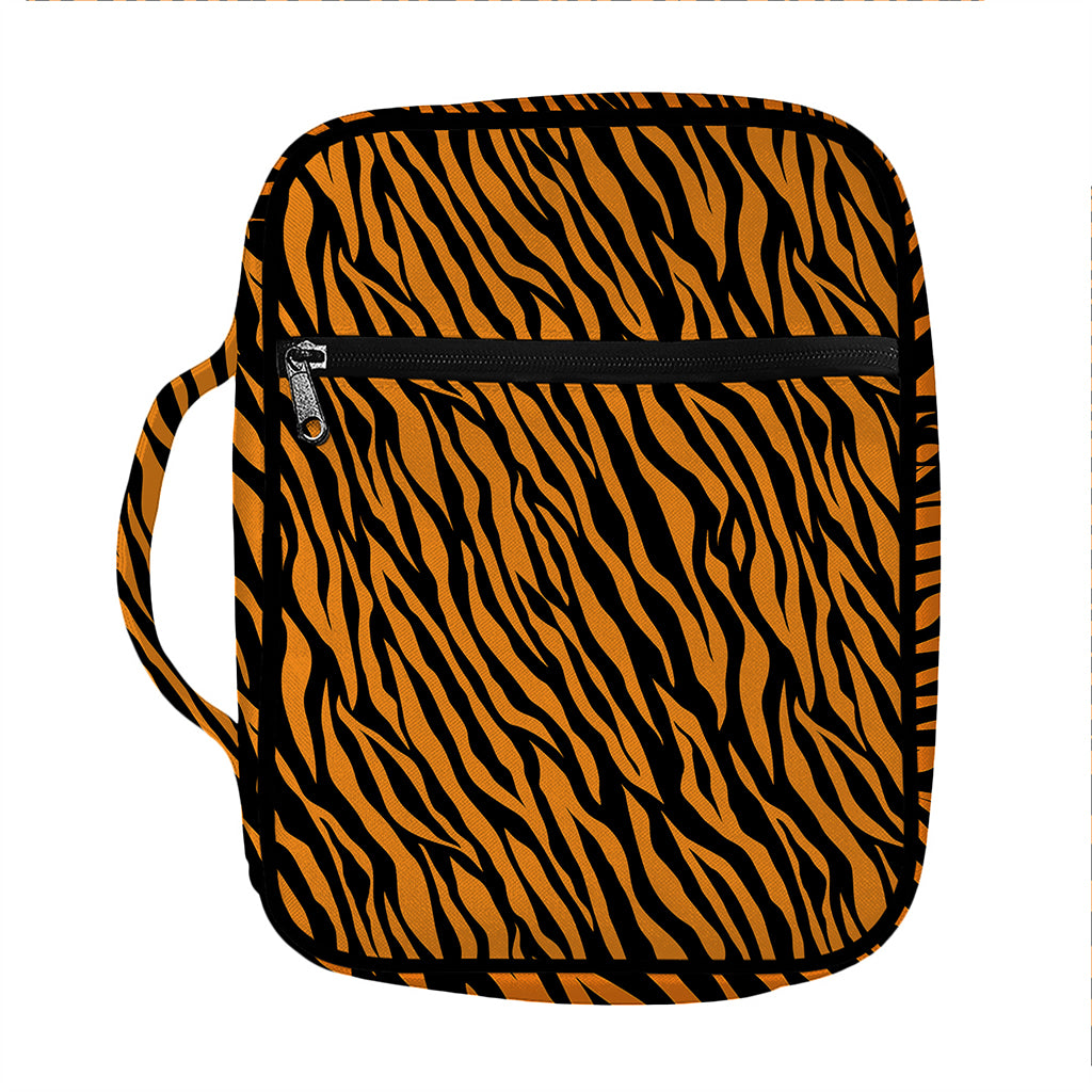 Orange And Black Tiger Stripe Print Front Pocket Bible Bag