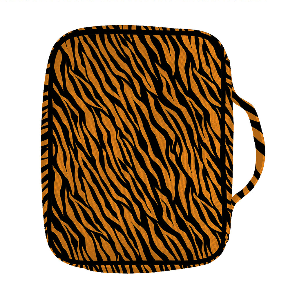Orange And Black Tiger Stripe Print Front Pocket Bible Bag