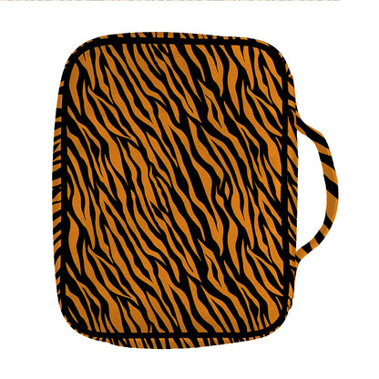 Orange And Black Tiger Stripe Print Front Pocket Bible Bag