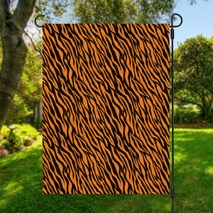 Orange And Black Tiger Stripe Print Garden Flag