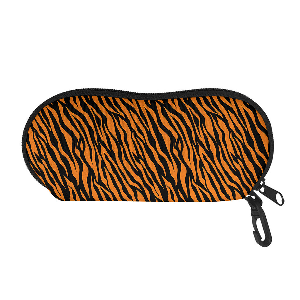 Orange And Black Tiger Stripe Print Glasses Case