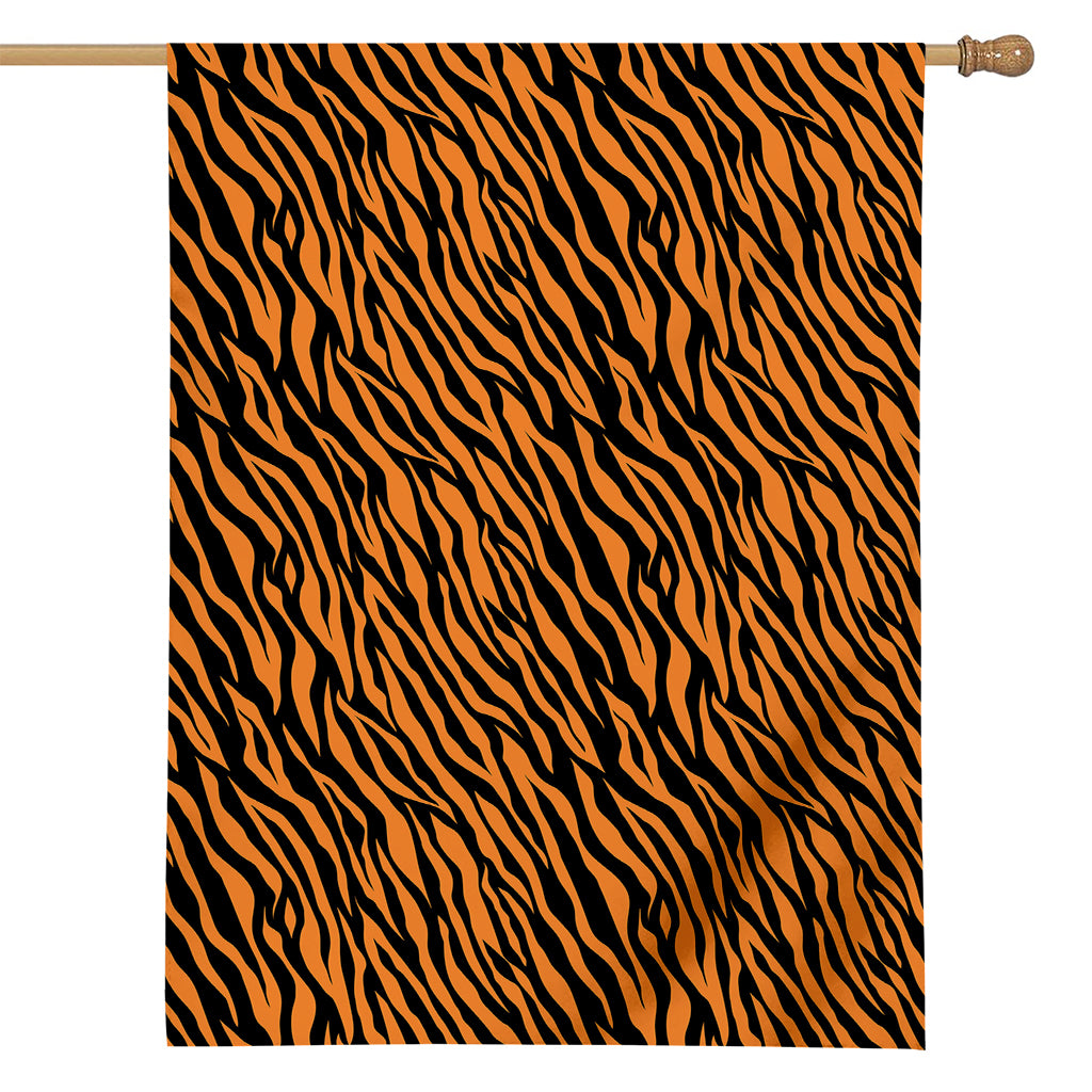 Orange And Black Tiger Stripe Print House Flag