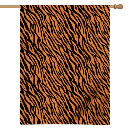 Orange And Black Tiger Stripe Print House Flag