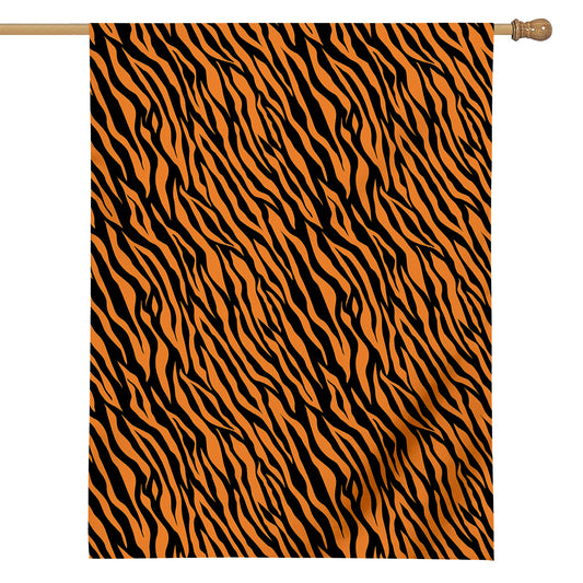 Orange And Black Tiger Stripe Print House Flag