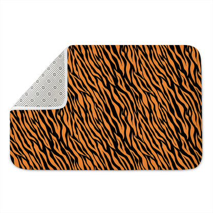 Orange And Black Tiger Stripe Print Indoor Door Mat