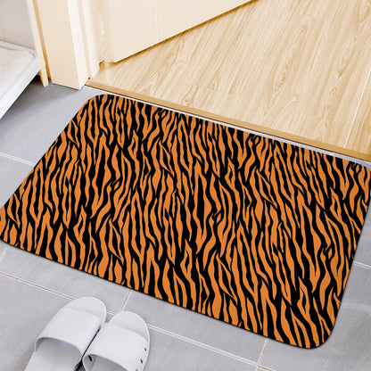 Orange And Black Tiger Stripe Print Indoor Door Mat