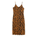 Orange And Black Tiger Stripe Print Jersey Midi Cami Dress