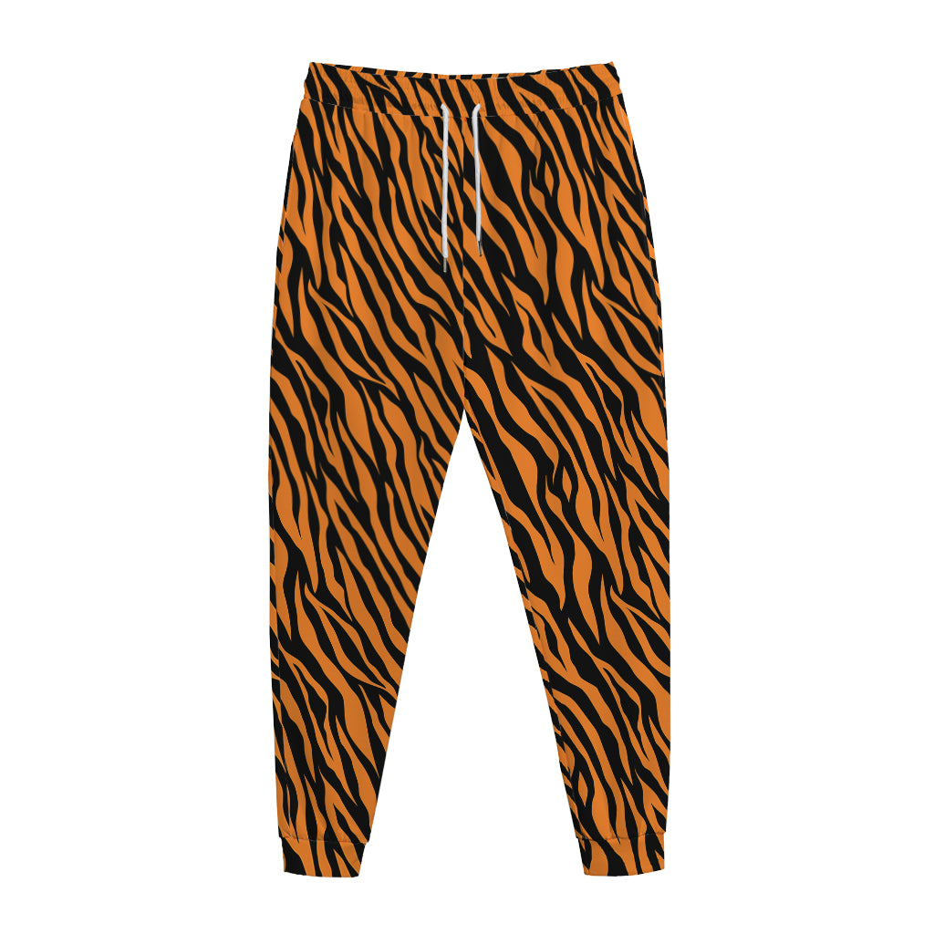 Orange And Black Tiger Stripe Print Jogger Pants