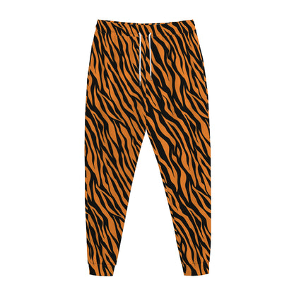 Orange And Black Tiger Stripe Print Jogger Pants