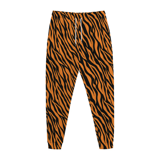 Orange And Black Tiger Stripe Print Jogger Pants