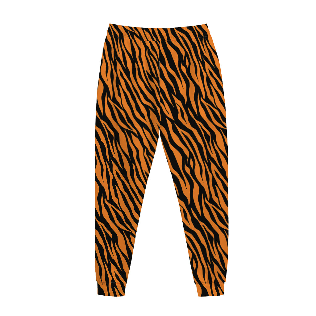 Orange And Black Tiger Stripe Print Jogger Pants