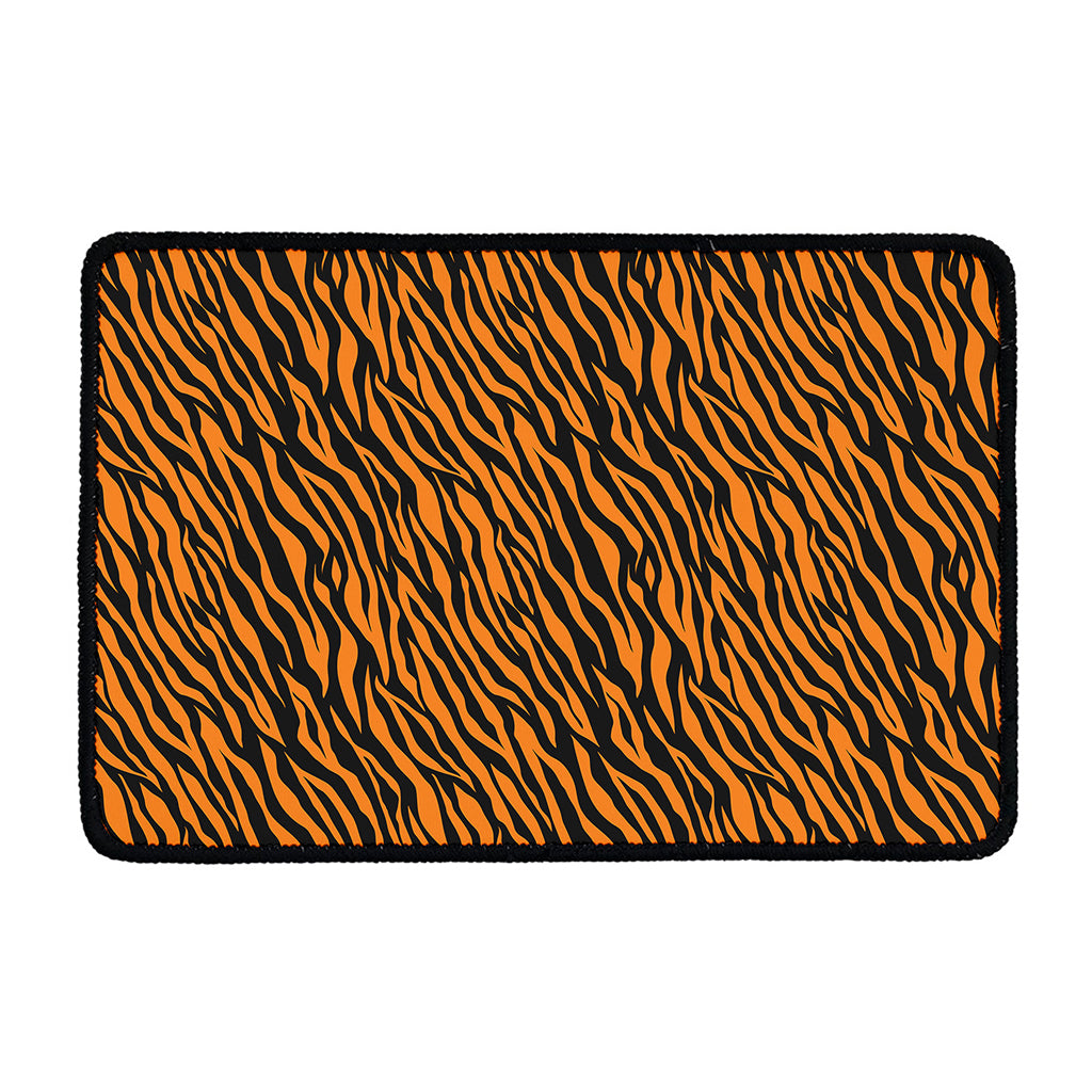 Orange And Black Tiger Stripe Print Kitchen Mat