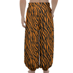 Orange And Black Tiger Stripe Print Lantern Pants