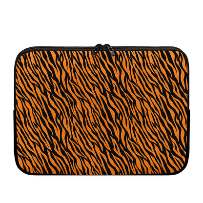 Orange And Black Tiger Stripe Print Laptop Sleeve