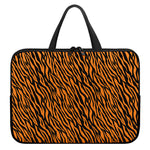 Orange And Black Tiger Stripe Print Laptop Sleeve With Handle