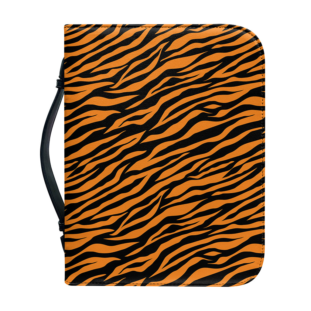 Orange And Black Tiger Stripe Print Leather Bible Cover
