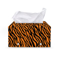 Orange And Black Tiger Stripe Print Leather Tissue Box Cover