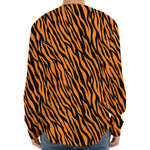 Orange And Black Tiger Stripe Print Long Sleeve Baseball Jersey
