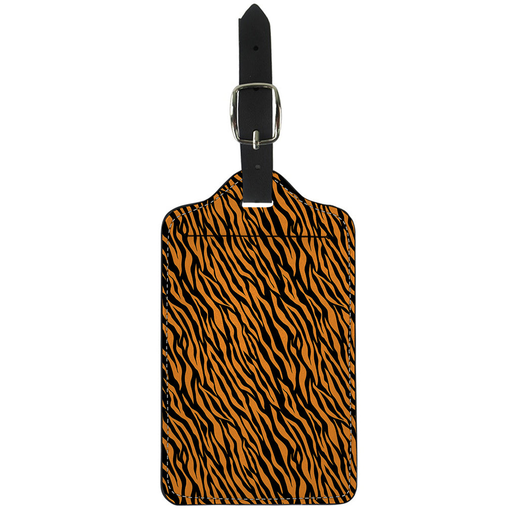 Orange And Black Tiger Stripe Print Luggage Tag