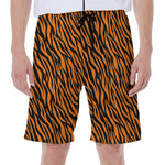 Orange And Black Tiger Stripe Print Men's Beach Shorts