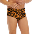 Orange And Black Tiger Stripe Print Men's Briefs