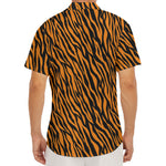Orange And Black Tiger Stripe Print Men's Deep V-Neck Shirt