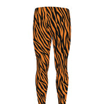 Orange And Black Tiger Stripe Print Men's leggings