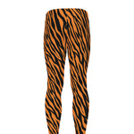 Orange And Black Tiger Stripe Print Men's leggings