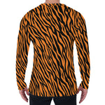 Orange And Black Tiger Stripe Print Men's Long Sleeve T-Shirt